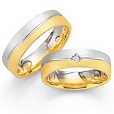 Marrying 585 Gelbgold / Weissgold, 6,0 mm Breite, seidenmatt, 1 Brillant 0,03 ct TW/SI,
