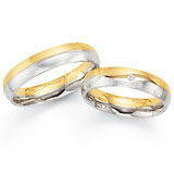 Marrying 585 Weiss / Gelbgold, 5,0 mm Breite, seidenmatt, 1 Brillant 0,02 ct TW/SI,