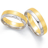 Marrying 585 Weissgold/Gelbgold, 6,0 mm Breite, feinmattiert und poliert, 0,02 ct. Tw/Si			(optional),
