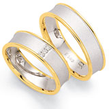 Marrying 585 Weiss / Gelbgold, 4,5 mm Breite, seidenmatt / poliert, 3 Brillanten 0,027 ct TW/SI,