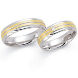 Marrying 585 Weiss / Gelbgold, 5,5 mm Breite, seidenmatt / poliert, 1 Brillant 0,03 ct TW/SI,