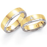 Marrying 585 Weiss / Gelbgold, 6,0 mm Breite, seidenmatt / poliert, 1 Brillant 0,015 ct TW/SI,