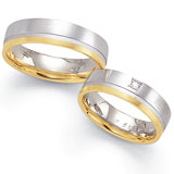 Marrying 585 Gelbgold / Weissgold, 6,00 mm Breite, seidenmatt, 1 Brillant 0,02 ct TW/SI,