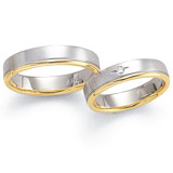 Marrying 585 Weissgold / Gelbgold, 5,0 mm Breite, seidenmatt und poliert, 1 Brillant 0,025 ct TW/SI,