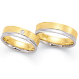 Marrying 585 Gelbgold / Weissgold, 6,0 mm Breite, seidenmatt / poliert, 1 Brillant 0,035 ct TW/SI,