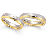 Marrying 585 Weiss / Gelbgold, 4,5 mm Breite, seidenmatt / poliert, 1 Brillant 0,02 ct TW/SI,