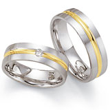 Marrying 585 Weiss 7 Gelbgold, 6,0 mm Breite, seidenmatt, 1 Brillant 0,06 ct TW/SI,