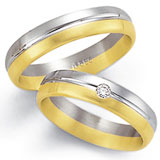 Marrying 585 Weiss-Gelbgold, 5,0 mm Breite, seidenmatt, 1 Brillant 0,05 ct TW/SI,