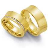 Marrying 585 Gelbgold, 8,00 mm Breite, seidenmatt, Mehrere Brillanten 0,41 ct. TW/SI,
