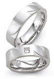 Marrying 585 Weissgold, 6,0 mm Breite, seidenmatt verformt, 1 Prinzess -Diamant 0,155 ct TW/VVSI,