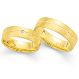 Marrying 585 Gelbgold, 6,0 mm Breite, seidenmatt, 1 Brillant 0,02 ct TW/SI,