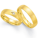 Marrying 585 Gelbgold, 5,0 mm Breite, seidenmatt, 1 Brillant 0,05 ct TW/SI,