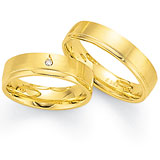 Marrying 585 Gelbgold, 5,5 mm Breite, seidenmatt / poliert, 1 Brillant 0,02 ct TW/SI,