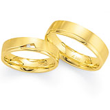 Marrying 585 Gelbgold, 5,0 mm Breite, seidenmatt und poliert, 1 Brillant 0,015 ct TW/SI,