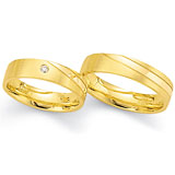 Marrying 585 Gelbgold, 5,0 mm Breite, seidenmatt und poliert, 1 Brillant 0,035 ct TW/SI,