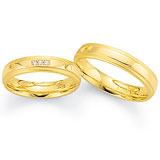Marrying 585 Gelbgold, 4,5 mm Breite, sandmatt / poliert, 3 Brillanten 0,03 ct TW/SI,