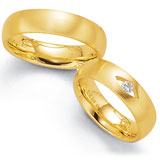 Marrying 585 Gelbgold, 6,0 mm Breite, seidenmatt, 1 Brillant 0,10 ct TW/SI,