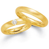 Marrying 585 Gelbgold, 4,5 mm Breite, seidenmatt, 1 Brillant 0,20 ct TW/SI,