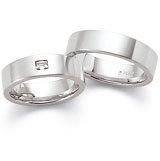 Marrying 950 Platin, 6,00 mm Breite, seidenmatt, 1 Baguette - Diamant 0,145 ct. TW/VVSI,