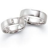 Marrying 950 Platin, 6,00 mm Breite, seidenmatt/ poliert, 1 Baguette - Diamant 0,055 ct. TW/VVSI,