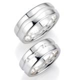 Anillos de la amistad 925 Silber, 8,00 mm Breite, seidenmatt / poliert, 3 Zirkonia,