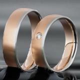 Marrying 950 Platin/ 750 Rosegold, 5,50 mm Breite, seidenmatt, 1 Brillant 0,05 ct. TW/SI,