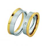 Los anillos de boda Edelstahl /585 Gelbgold, 6,00 mm Breite, seidenmatt / poliert, 1 Brillant 0,01 ct. W/SI,
