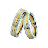 Promise Rings Edelstahl / 585 Gelbgold, 5,00 mm Breite, seidenmatt / poliert, 8 Brillanten 0,044 ct. W/SI,