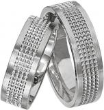 Los anillos de boda Edelstahl, 6,50 mm Breite, seidenmatt mit Muster, 1 Zirkonia,