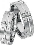 Los anillos de boda Edelstahl, 6,00 mm Breite, seidenmatt und poliertmit Muster, 1 Zirkonia,