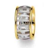 Engagement Rings 750 Weissgold -Gelbgold, 11,00 mm Breite, feinmattiert und poliert, 15 Brillanten 0,75 ct. Tw/Vsi			(optional),